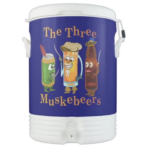 Funny Beer Pun Three Muskebeers Humorous Beverage Cooler