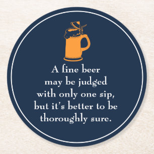 Funny Beer Quotes Round Paper Coaster