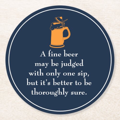 Funny Beer Quotes Round Paper Coaster