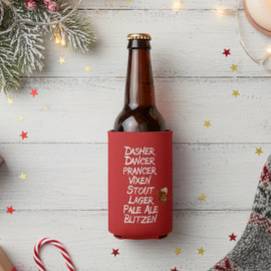 Funny Beer Reindeer Names Christmas Bottle Cooler