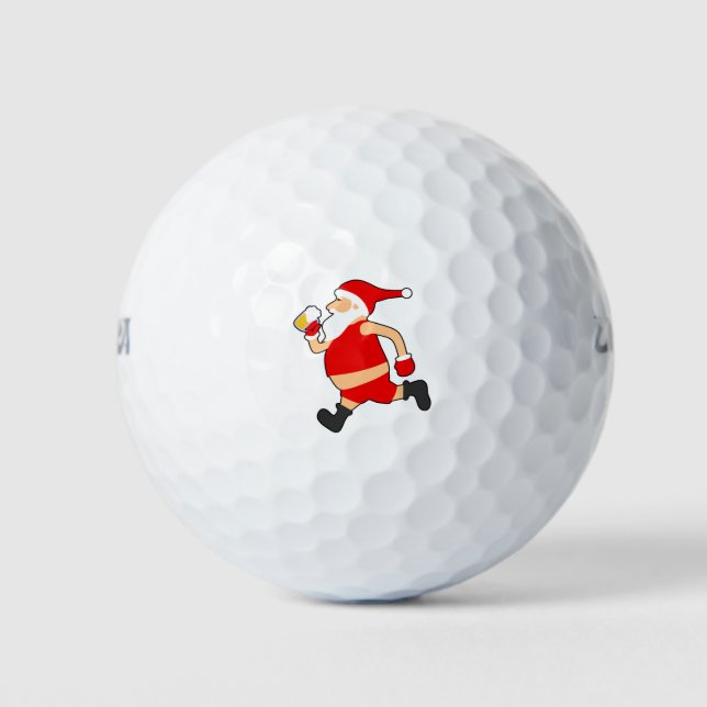 funny beer santa christmas golf balls (Front)