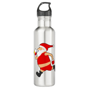 funny beer santa christmas stainless steel water bottle