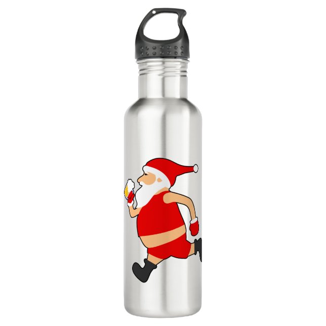 funny beer santa christmas stainless steel water bottle (Front)