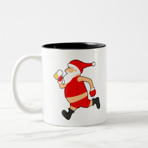 funny beer santa christmas Two-Tone coffee mug