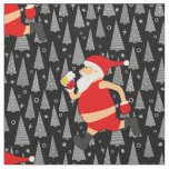 funny beer santa claus fabric