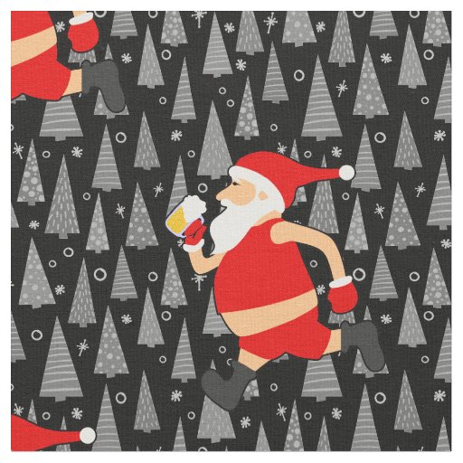 funny beer santa claus fabric