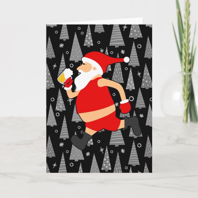 funny beer santa claus holiday card (Front)