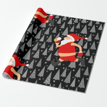 Funny Beer Santa Claus Wrapping Paper by funnychristmas at Zazzle