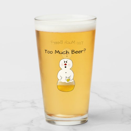 Funny Beer Snowman Pint Glass