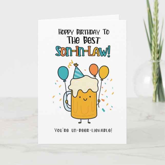 Funny Beer Son-in-Law Card – Birthday Cheers Humor (Front)