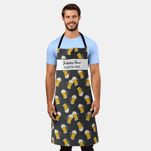 Funny Beer Stein Pattern Custom Brew Master Name Apron