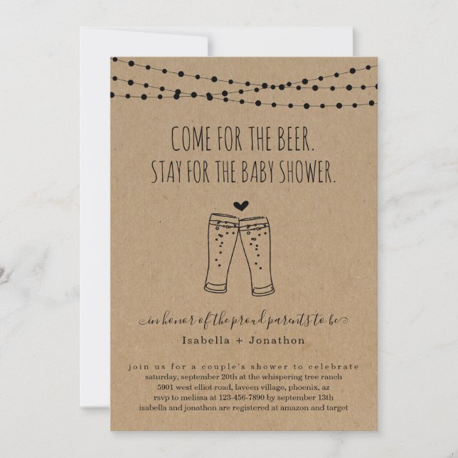 Funny Beer Theme Couple's Baby Shower Invitation (Front)
