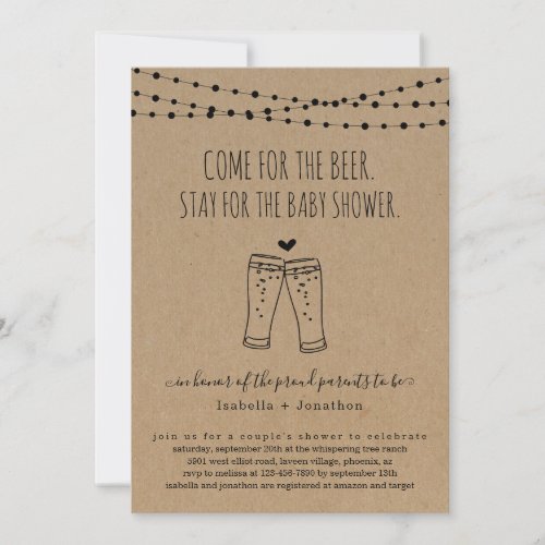 Funny Beer Theme Couples Baby Shower Invitation