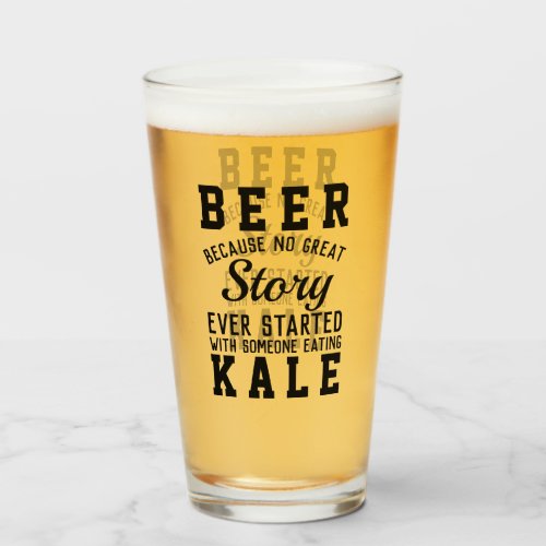 Funny Beer Versus Green Kale Quote Text Glass