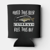 Funny Beer Walleye Fishing Pun Can Cooler (Back)