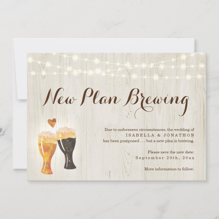 Funny Beer Wedding Postponement Announcement Zazzle