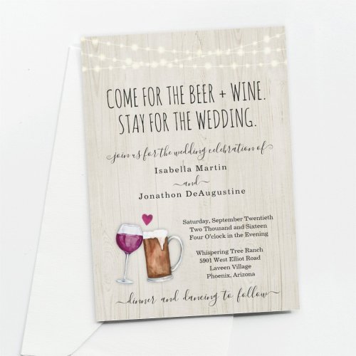Funny Beer  Wine Theme Wedding Invitation