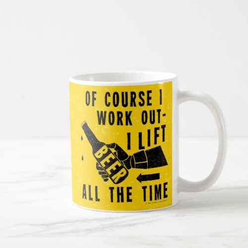 Funny Beer Work Out Humor Golden Lager Bubbles Coffee Mug