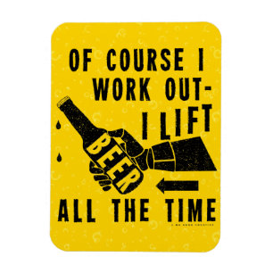 Funny Beer Work Out Humor Golden Lager Bubbles Magnet