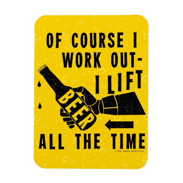 Funny Beer Work Out Humor Golden Lager Bubbles Magnet (Vertical)