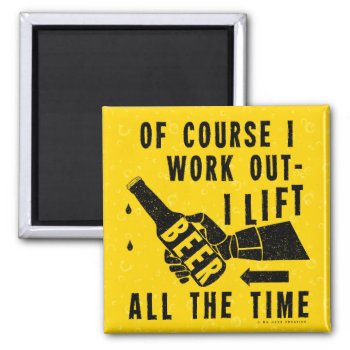 Funny Beer Work Out Humor Golden Lager Bubbles Magnet by LaborAndLeisure at Zazzle