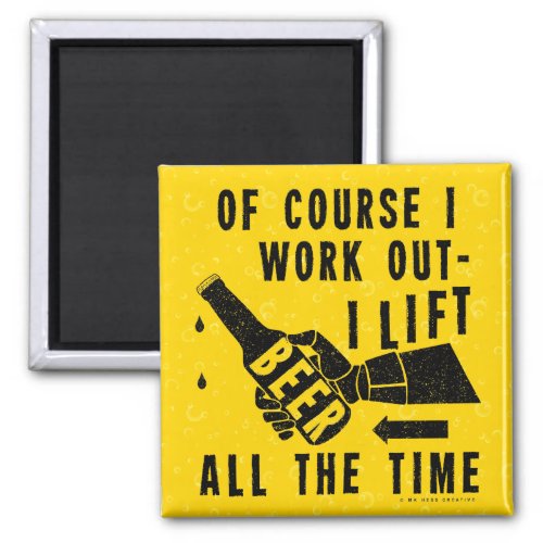 Funny Beer Work Out Humor Golden Lager Bubbles Magnet