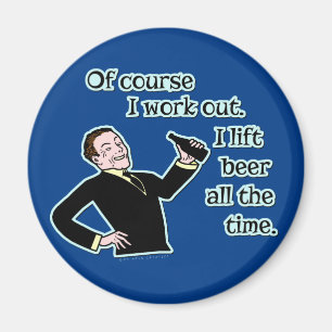 Funny Beer Work Out Humor Retro Version 2 Magnet