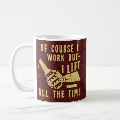 Funny Beer Work Out Humor with Brown Stout Bubbles Coffee Mug