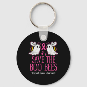 Funny Bees Ghost Boo Breast Cancer Awareness Pink Keychain
