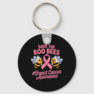 Funny Bees Ghost Boo Breast Cancer Awareness Pink Keychain