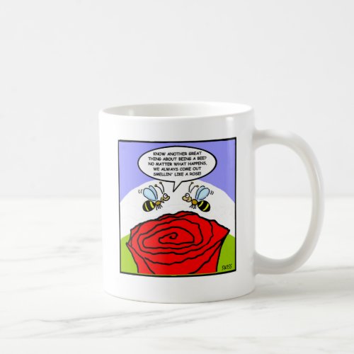 Funny Bees in Your Rose Garden Cartoon Coffee Mug