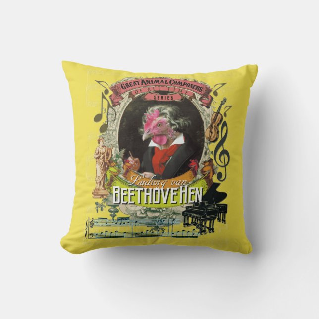 Funny Beethovehen Animal Composer Beethoven Joke Throw Pillow (Front)