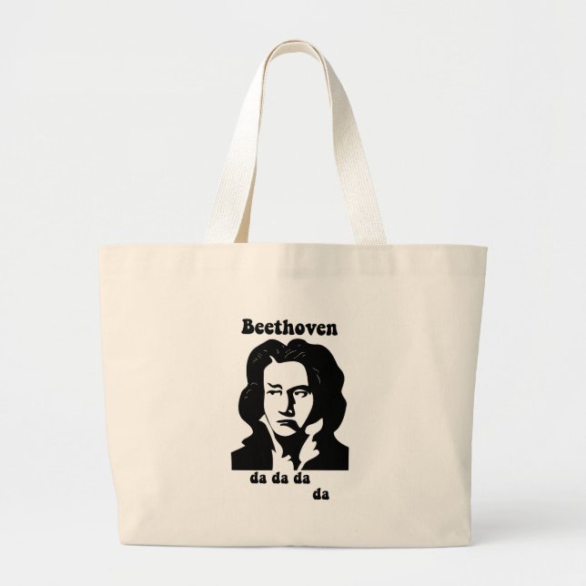 Funny Beethoven Large Tote Bag (Front)