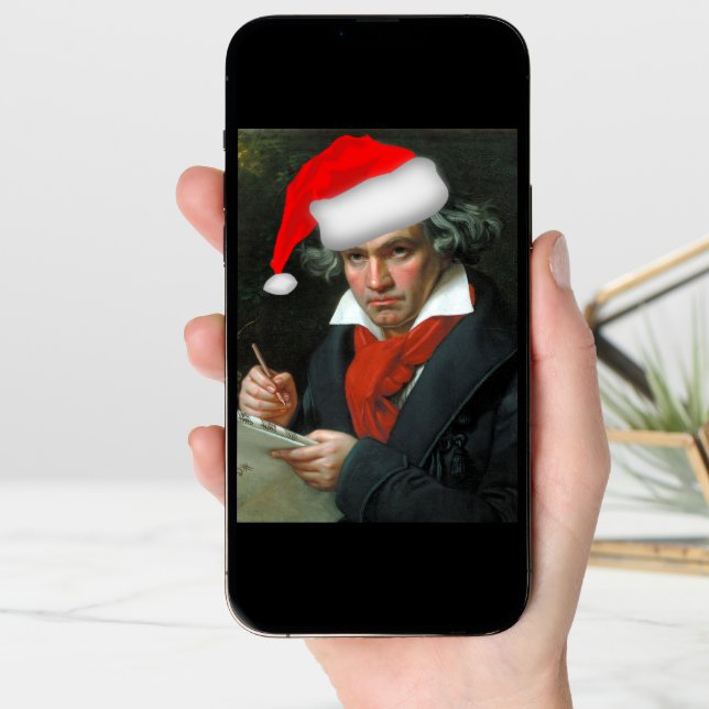 Funny Beethoven Santa Classical Music Christmas Card (Front Digital)