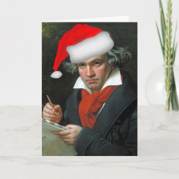 Funny Beethoven Santa Classical Music Christmas Card by LiteraryLasts at Zazzle