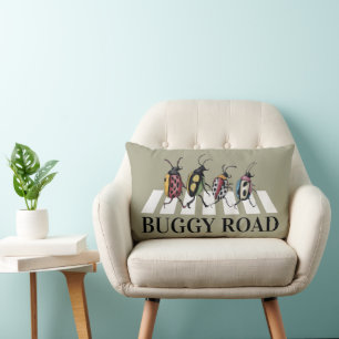 Funny Beetles Lumbar Throw Pillow