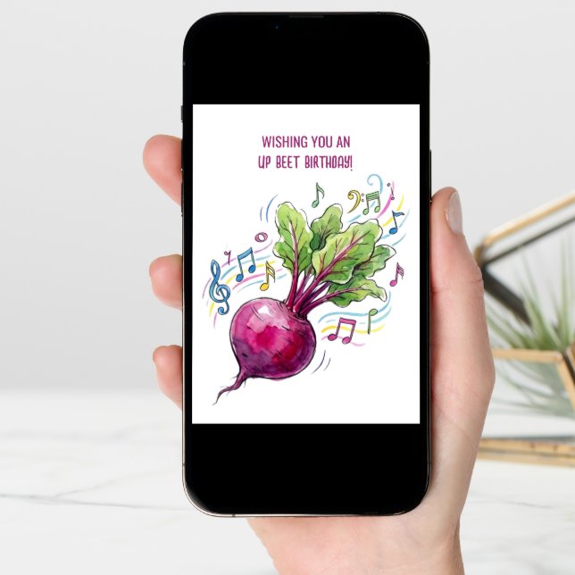 Funny Beetroot Up Beat Personalized Birthday Card (Front Digital)