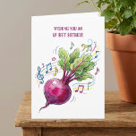 Funny Beetroot Up Beat Personalized Birthday Card<br><div class="desc">Personalized "up beet" birthday card illustrated with a beetroot and musical notes. Editable white background and beetroot colored text - easy to add more text to the inside of the card.</div>