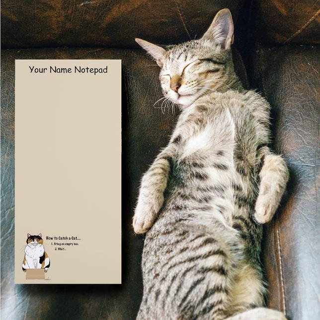 Funny Beige Calico Cat Box Humor Caught Magnetic Notepad (Creator Uploaded)