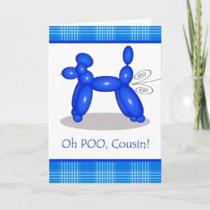 Funny Belated Birthday for Cousin, Poodle Fart Card