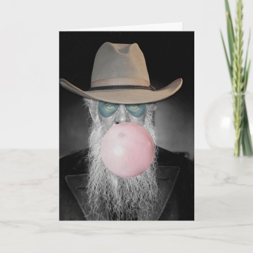 Funny Belated Birthday Old Guy Chewing Gum Card