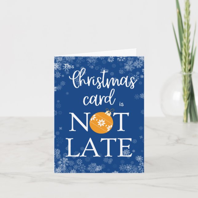 Funny Belated Christmas Hilarious Quote Retro Blue Holiday Card (Front)