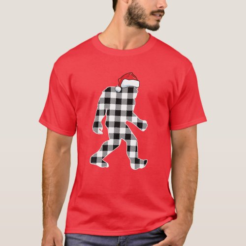 Funny Believe Plaid Bigfoot Christmas Sasquatch Sa T_Shirt