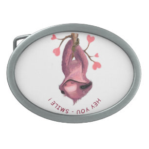 Funny Belt Buckle Happy Sloth Smile - Custom Text