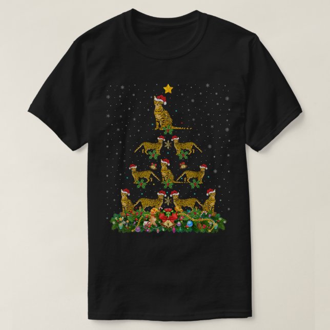Funny Bengal Cat Lover Santa Bengal Cat Christmas  T-Shirt (Design Front)