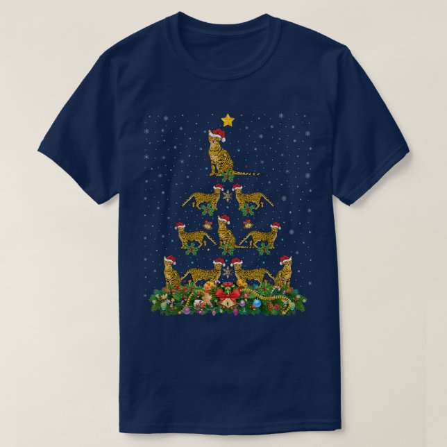 Funny Bengal Cat Lover Santa Bengal Cat Christmas  T-Shirt (Design Front)