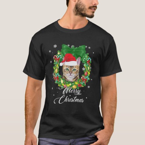Funny Bengal Cat Snow Christmas Xmas Tree Decorati T_Shirt
