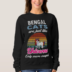 Funny Bengal Cats Design Retro Unicorn Vintage Sun Sweatshirt