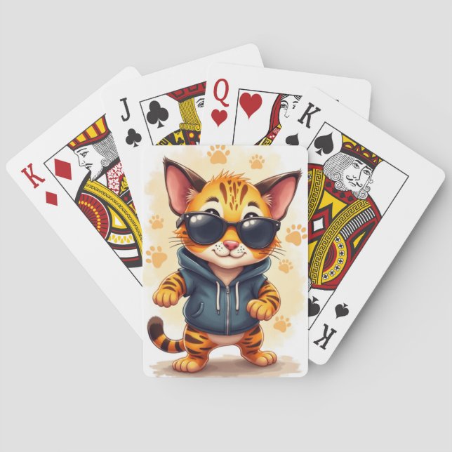 Funny Bengal Kawaii Cat Poker Cards (Back)