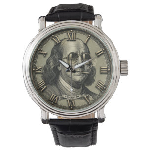 Funny Benjamin Franklin Money Art Vintage Watch